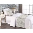 thumbnail image 2 of Damask Bed Runner Set, Vintage Weathered Royal Ornaments Leafy Ethnic Orient Details with Dots, Decorative Bedding Scarf & a Pillow Sham for Hotels Homes, Twin, Dark Eggshell and Ivory, by Ambesonne, 2 of 3