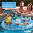 thumbnail image 4 of Sun's Out Floating Snack Bar - Light Blue Cabana Stripe Inflatable Pool Float for Ages 14+, 4 of 6