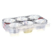 Handi-Foil 6 Cup Aluminum Muffin Pan with Liners and Lid (4 Pack)