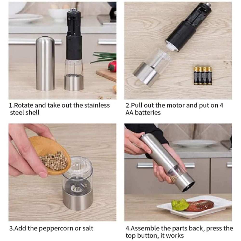 1pc 4*AA Batteries Electric Salt and Pepper Grinder Set - Automatic Spice  Mill with Adjustable Coarseness - Perfect for Cooking & BBQs!
