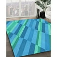 thumbnail image 2 of Ahgly Company Indoor Round Patterned Bright Turquoise Blue Area Rugs, 8' Round, 2 of 6