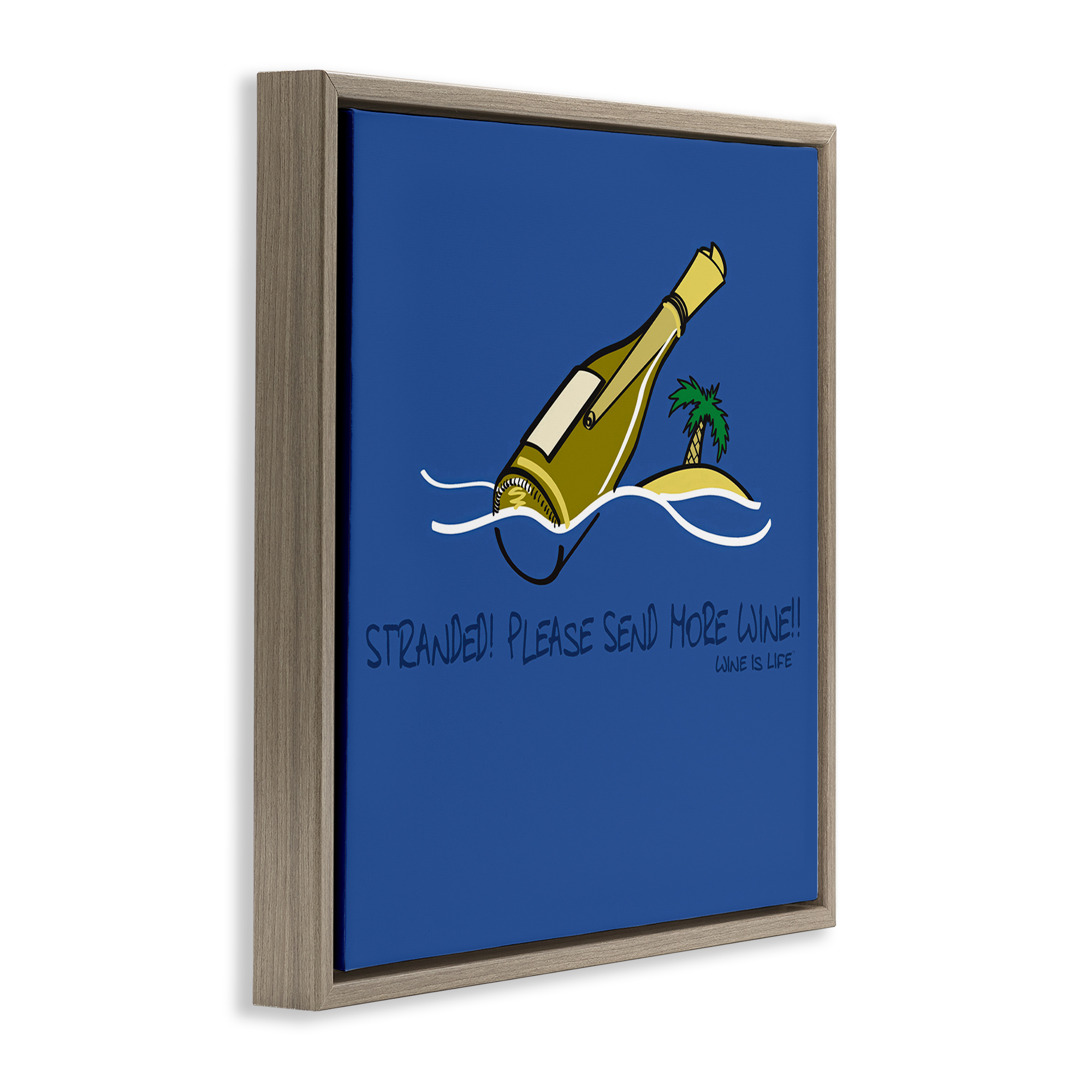 Stupell Industries Stranded Send More Wine Food & Beverage Painting Brown Floater Framed Canvas Art Print Wall Art, 18 x 18