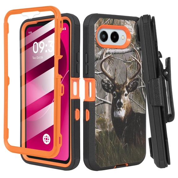 6goodeals Designed for REVVL 8 Phone Case with Belt Clip Holster & Built-In Screen Protector, Heavy Duty Rugged Full-Body Shockproof Protective Case, Defender Cover Not For Revvl 8 Deer