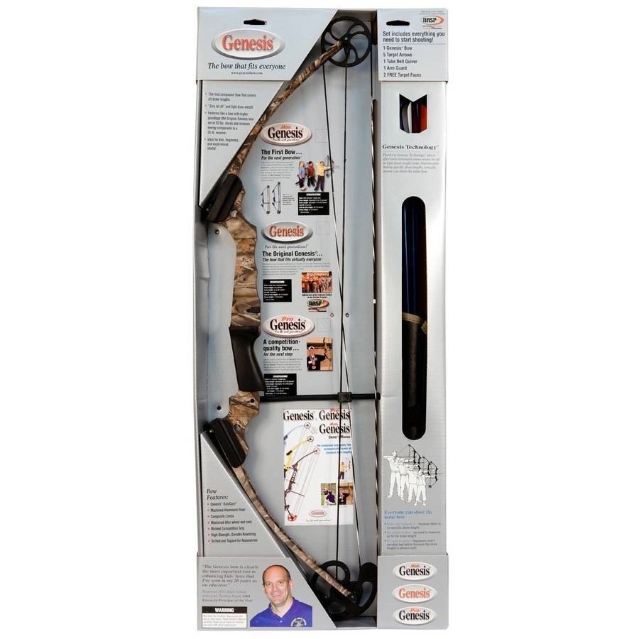 Genesis Archery Camo Original Compound Target Practice Bow Kit, Left Handed