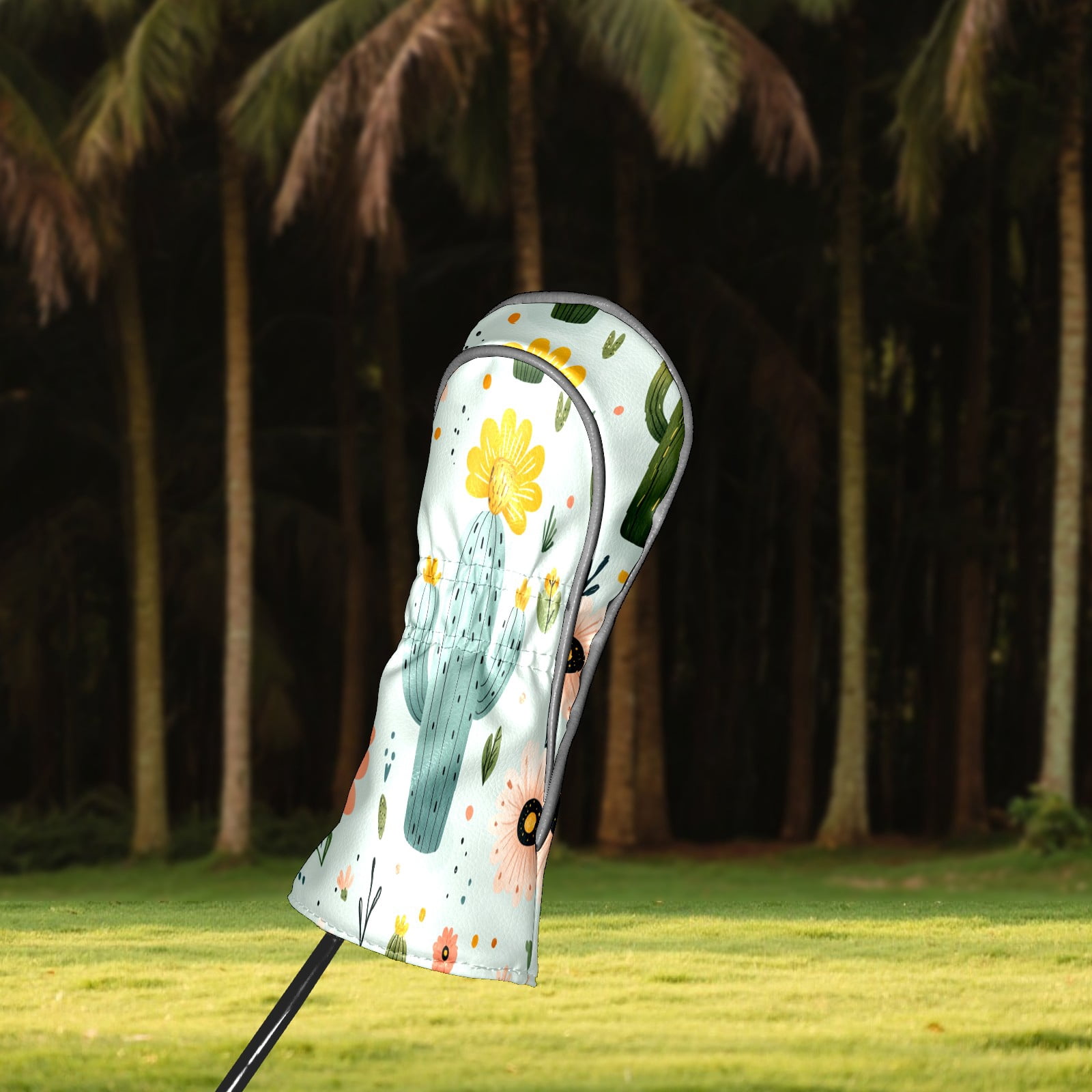 Golf Club Covers PU Leather Waterproof Head Covers for Fairway Woods Hybrids Cute Cactus