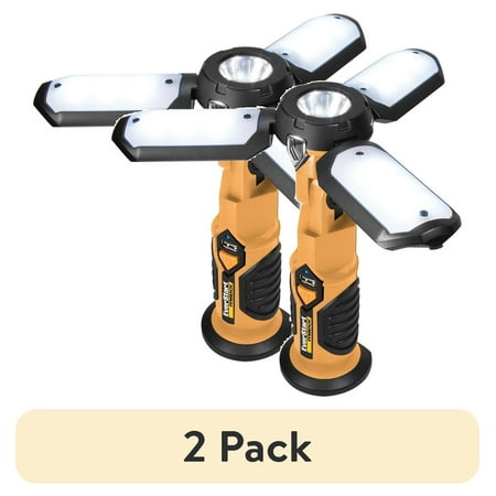 (2 pack) EverStart 1000 Lumen LED Portable Folding Work Light w/ Magnetic Base, USB Power