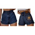 thumbnail image 3 of Womens High Waist Embroidered Denim Shorts & Sun XL, 3 of 6