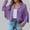 Purple, variant on Women's Suede Fringe Jacket Long Sleeve Slim Faux Leather Boyfriend Cropped Top with Tassles