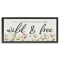 Stupell Industries Wild & Free Sentiment Botanical & Floral Painting Black Floater Framed Art Print Wall Art, 25 x 11