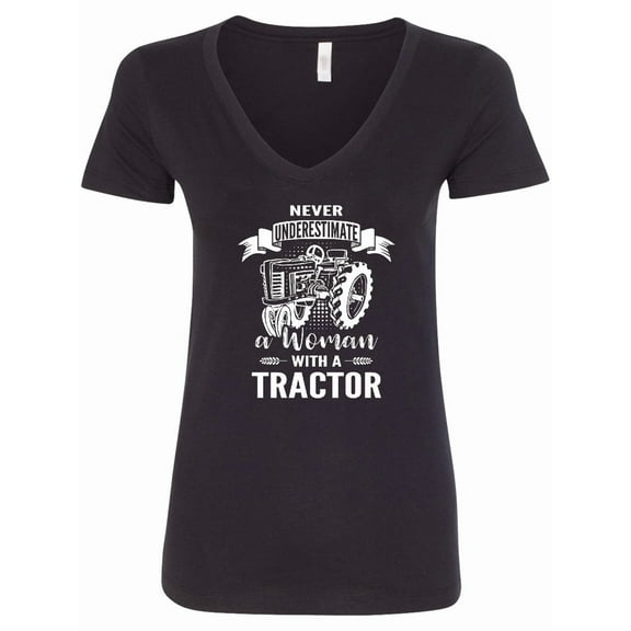 Inktastic Tractor Woman Women's V-Neck T-Shirt