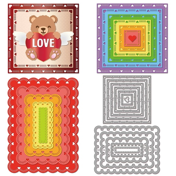 Scalloped Nested Background Cutting Dies for Card Making Nested Square Frame Metal Die Cuts Wavy Layering Lace Frames Cuts Stencils