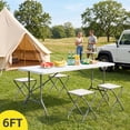 thumbnail image 4 of edx Folding Table, Outdoor Indoor Heavy Duty Portable with Carrying Handle for Camping, White,27.56"W x 70.89"D x 29.32"H, 4 of 10
