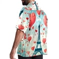 thumbnail image 3 of Eiffel Tower Valentine's Day Men's Short Sleeve Spread Collar Tops, Casual Button Down Shirts, Printed Summer Beach Shirts, Unisex, 3 of 6