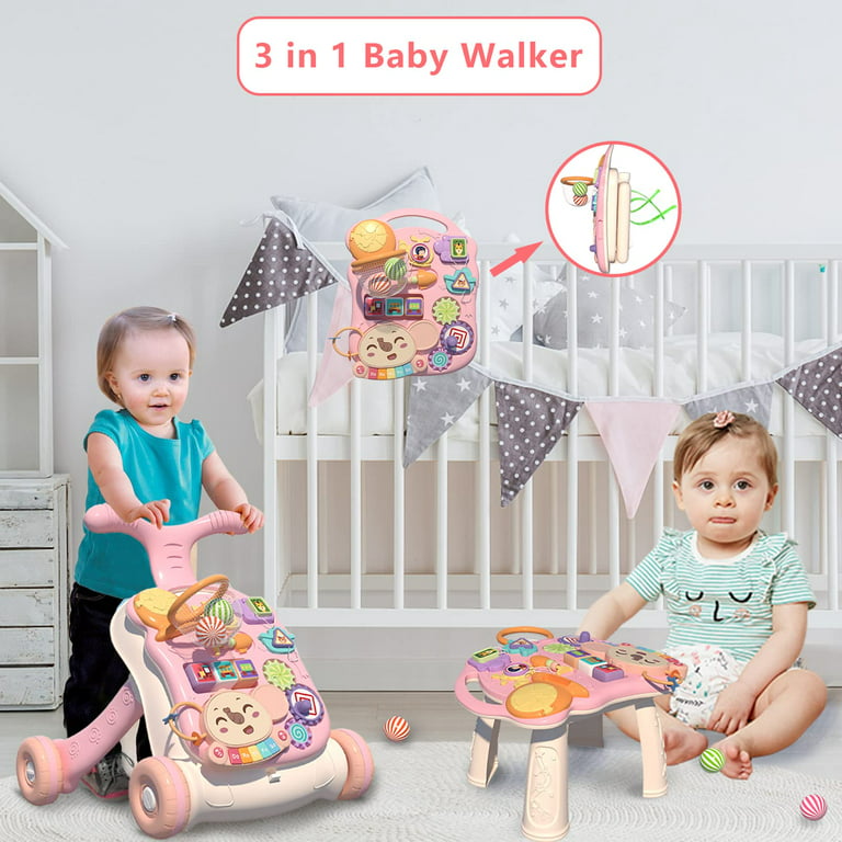 AIDUCHO Baby Walker, Foldable 3 in 1 Toddler Walker Bouncer