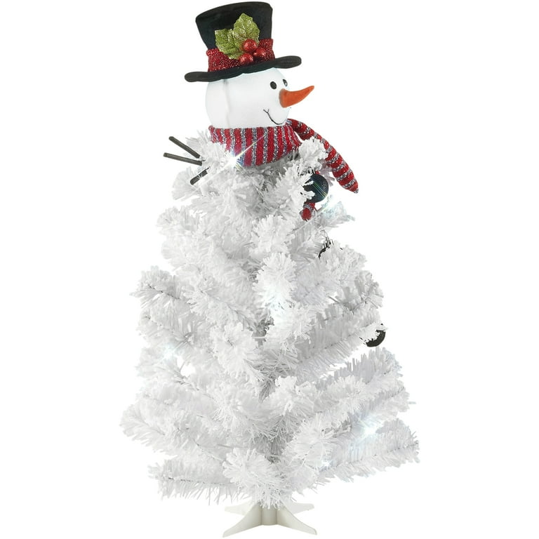 Holiday Time 24 Inch Pre Lit Tree Cool White LED Lights Snowman