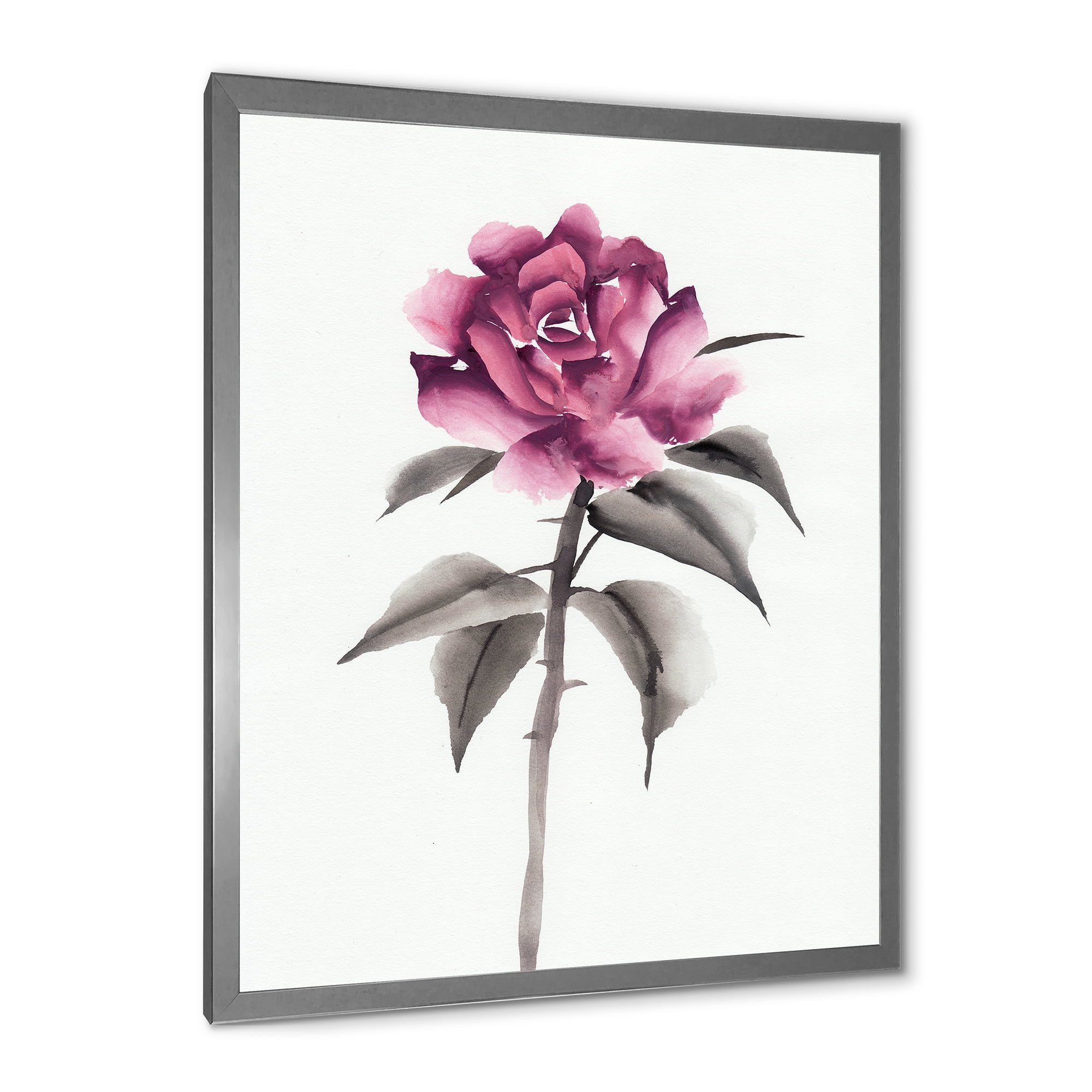 Designart 'Ancient Pink Rose Flower' Traditional Framed Art Print