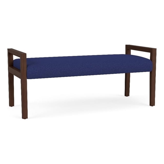 Pemberly Row Waiting Reception 2 Seat Bench Wood Frame in Blue