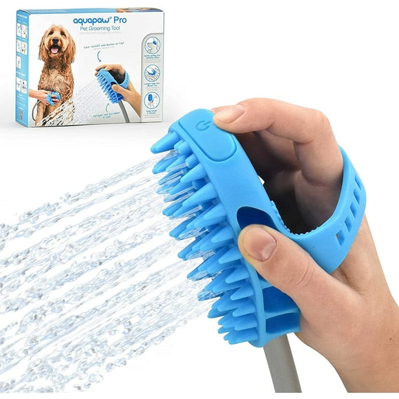 Aquapaw Dog Bath Brush Pro - Sprayer and Scrubber Tool in One - Indoor/Outdoor Dog Bathing Supplies - Pet Grooming for Dogs or Cats with Long and Short Hair - Dog Wash with Hose and Shower Attachment