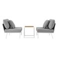 thumbnail image 5 of Lounge Chair Table Set, White Grey Gray, Aluminum, Metal, Fabric, Modern Contemporary, Outdoor Patio Balcony Cafe Bistro Garden Furniture Hotel Hospitality, 5 of 10