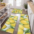 thumbnail image 2 of Yellow Lemon Fruit Flowers LightBlue Pattern Kitchen Rugs Sets Of 3,Kitchen Runner Rugs Non Skid Washable,Decorative Kitchen Floor Mats for Kitchen,Sink,Laundry,17"x30"+ 17"x47" + 17"x59", 2 of 6