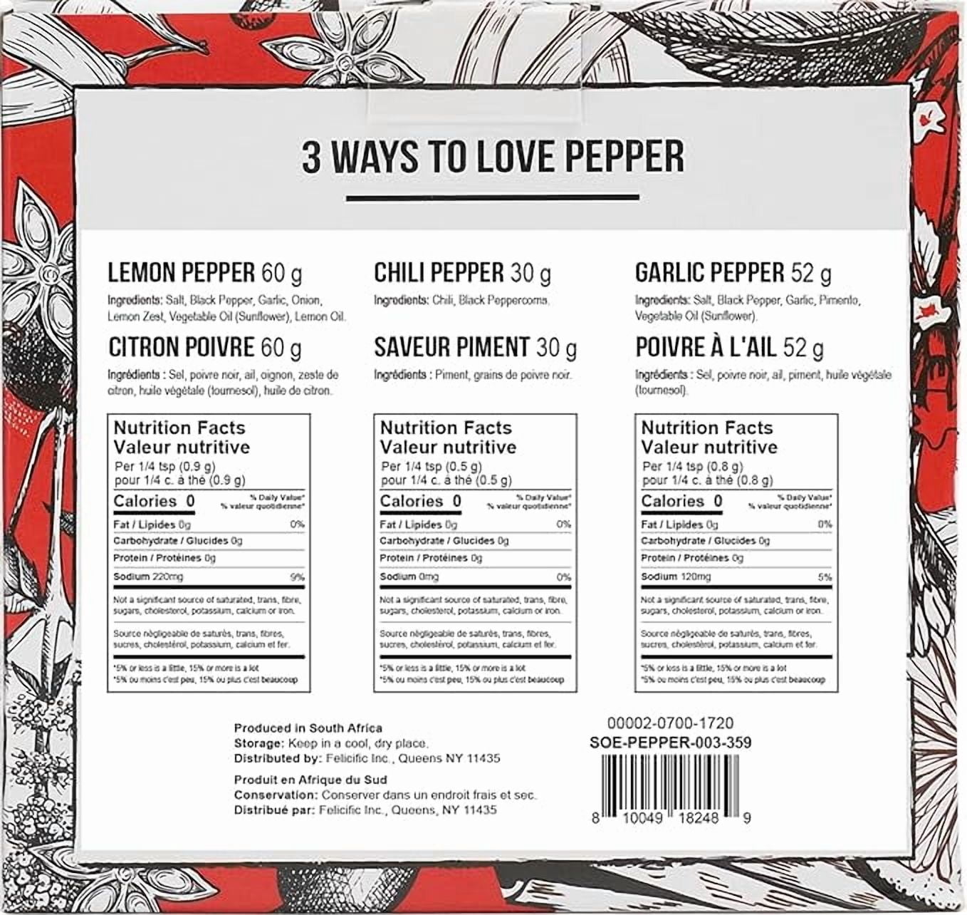 Soeos I Love Pepper Spice Seasoning Set of 3, 4.98oz (142g)