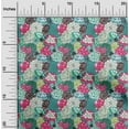 thumbnail image 2 of oneOone Polyester Lycra Turquoise Green Fabric Florals Sewing Craft Projects Fabric Prints By Yard 56 Inch Wide, 2 of 4