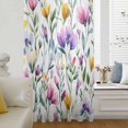 thumbnail image 6 of Pueple Pink Flower Sheer Curtains 54 Inches Long, Pastoral Pastel Pink Boho Floral Leaf Light Filering Curtains, Breathable Simi Curtain Privacy Drapes for Kitchen Bathroom Small Window Treatment, 6 of 9