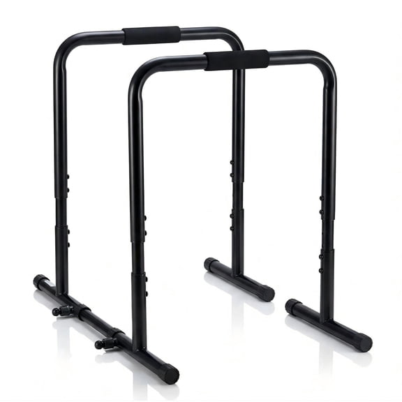 SHOUFTW Dip Stand & Doorway Pull Up Bar, Heavy Duty Adjustable Station with Foam Handles for Home/Gym/Office/Patio, Black