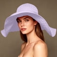 thumbnail image 2 of Fewfanhot Women Extra Wide Wavy Brim Sun Hat, UPF Foldable Pleated Beach Bucket Hat Windproof Chin Strap, 2 of 8