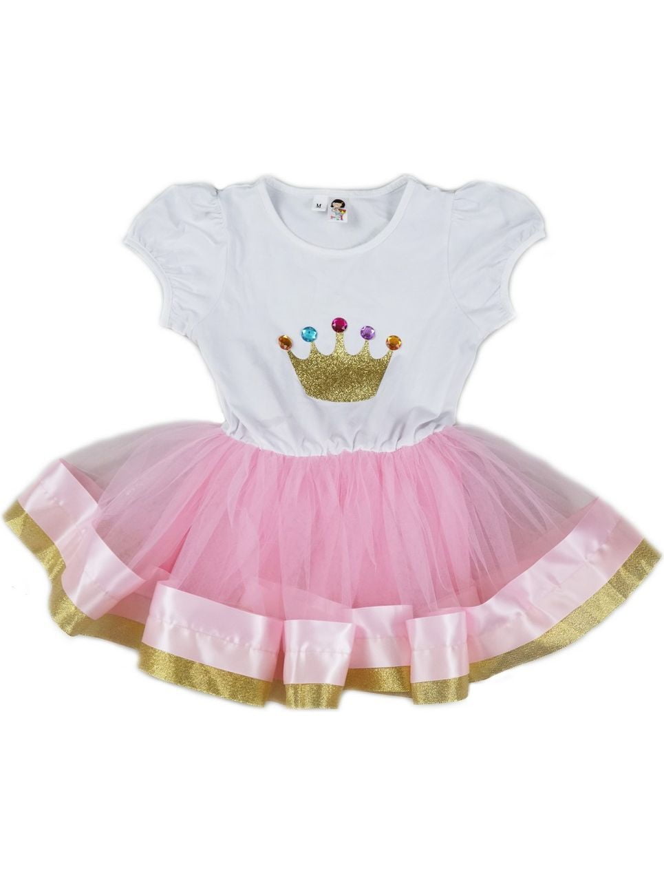 pink white and gold dress