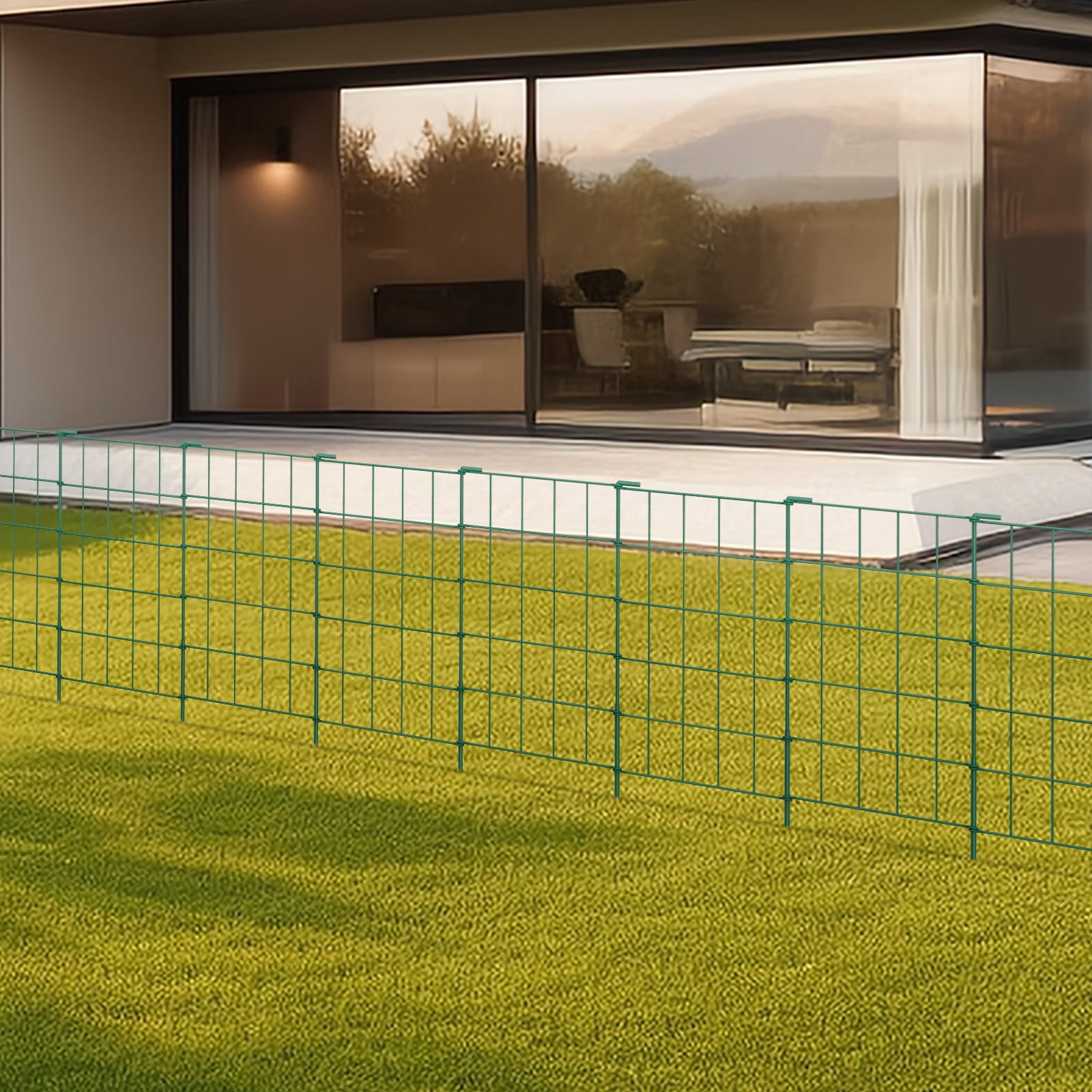 23.2" (H) x 20FT (L) Metal Decorative Garden Fence Outdoor Patio Barrier Raised Green