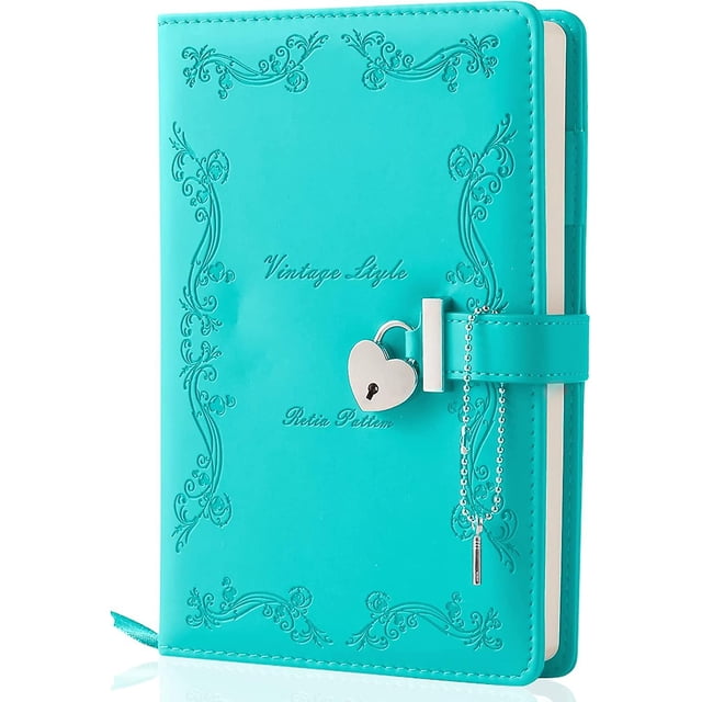 Diario con cerradura y llave para niñas Espesar 360 páginas Diario de bloqueo en forma de corazón de cuero Lindo cuaderno de diarios secretos bloqueados para mujeres adultas A5 (rosa