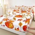 thumbnail image 3 of Manfei Orange Pumpkin Bed Sheets,Autumn Fall Leaves King Sheets,Halloween Fruit Sheet Set,Microfiber Bedroom Decor,4-Piece, 3 of 7
