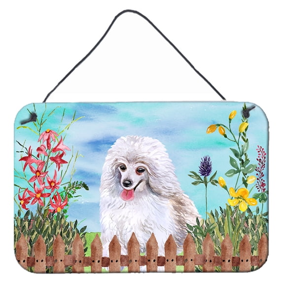 Carolines Treasures CK1245DS812 Medium White Poodle Spring Wall or Door Hanging Prints  8x12 multicolor