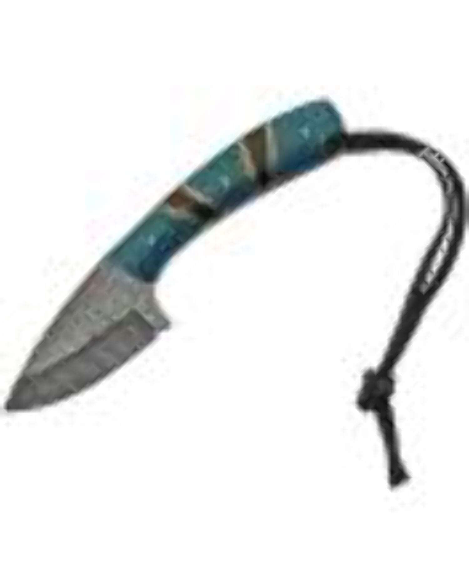 SANZ 7.25" Damascus Steel Fixed Blade Knife with Turquoise Resin Handle and Leather Sheath
