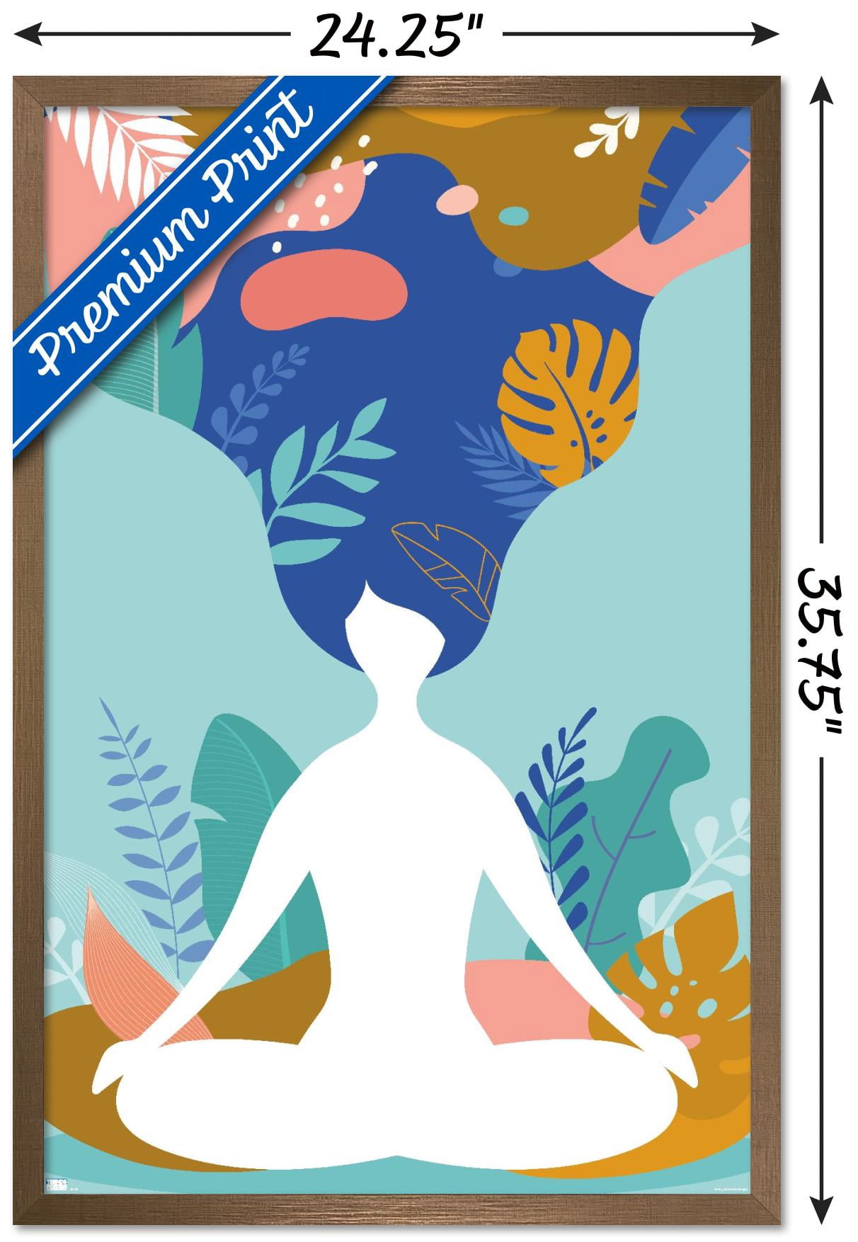 Meditation and Mindfulness Wall Poster, 22.375" x 34", Framed