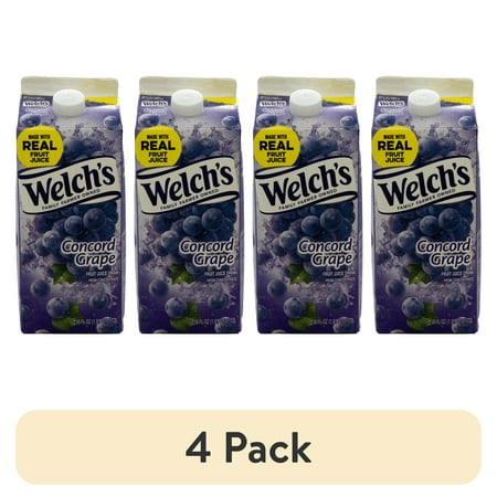 (4 pack) Welch's, Concord Grape Juice, 58oz, Smooth Texture, Cardboard, New