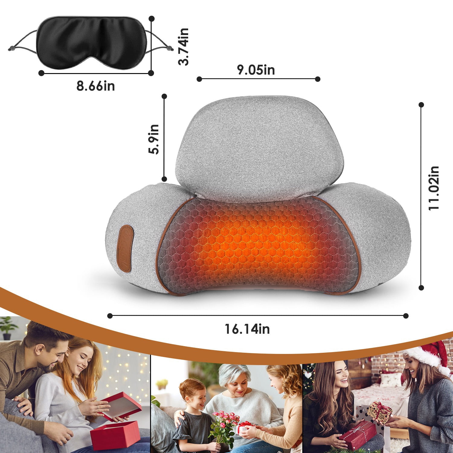 3-in-1 Heated Neck Massager Pillow with Vibration & Airbag, Relaxing Cervical Support Gift for Family & Friends