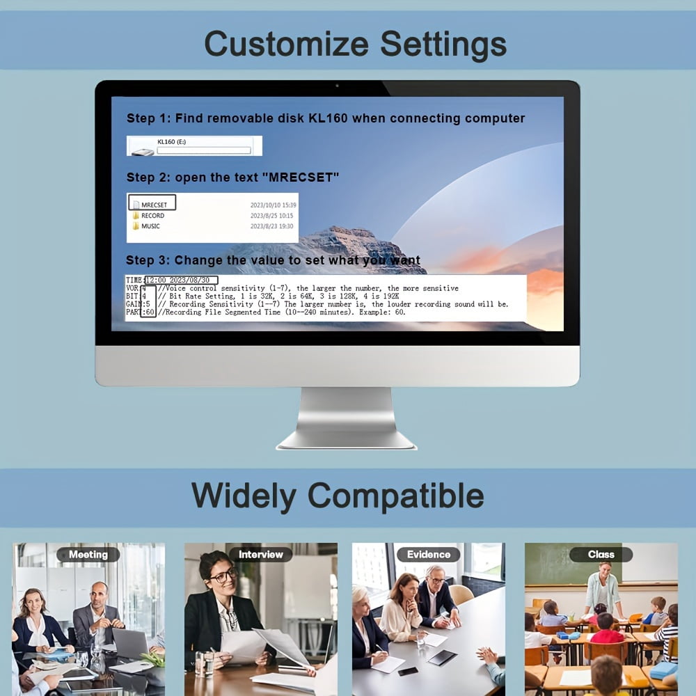 64G Voice Activated Recorder, DSP Sound Source Noise Reduction Recording Device, Digital Voice Recorders With Playback, Ideal For Lectures, Meetings, Interviews