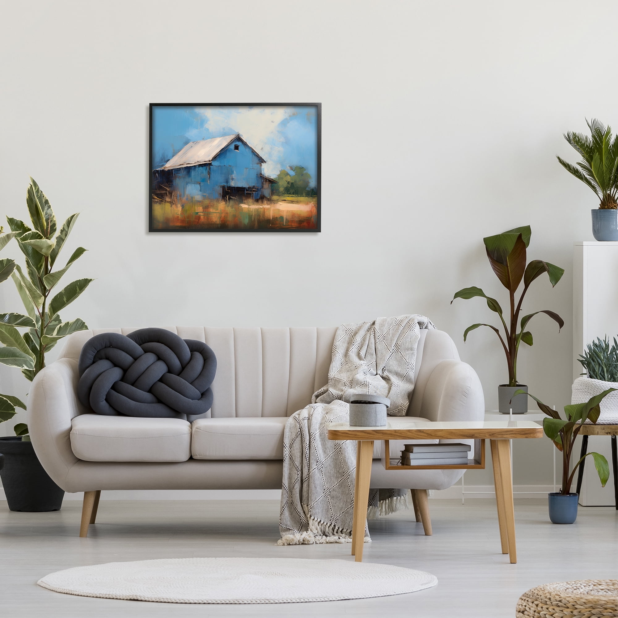 Stupell Industries Modern Barn Painting Travel & Places Painting Black Framed Art Print Wall Art, 30 x 24