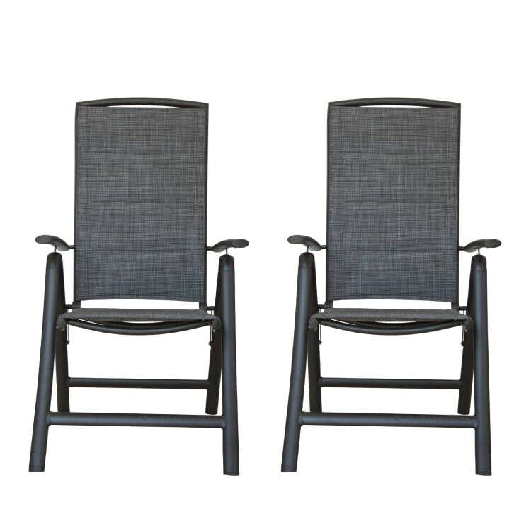 Mydepot Domi Folding Patio Chairs, Set of 2, Aluminium Frame, Reclining
