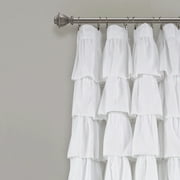 Lush Decor Ruffle 84 x 50 Solid White 3 Rod Pocket Single Window Panel Curtain