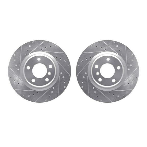 Dynamic Friction Company Rear Brake Rotors-Drilled and Slotted-Silver 7002-31068
