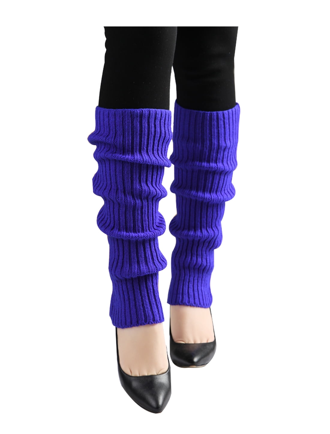 Women Ribbed Toeless Stretchy Knitting Long Leg Warmers Blue Walmart Canada