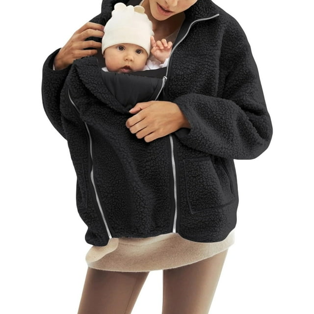 Women's and Children's Matching Hooded Jacket with Kangaroo Pockets and Fleece Lining