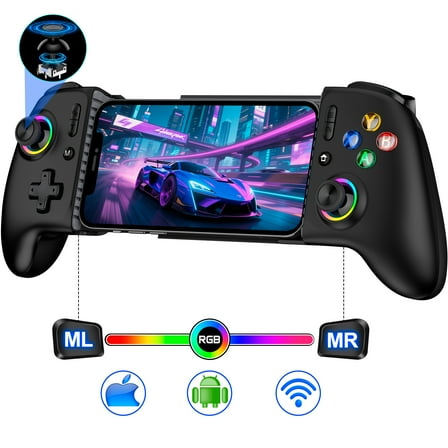 ESYWEN Mobile Gaming Controller for iPhone/Android with Hall Effect Joystick, Wireless Phone Controller supports Stream PC, Xbox, PS Games