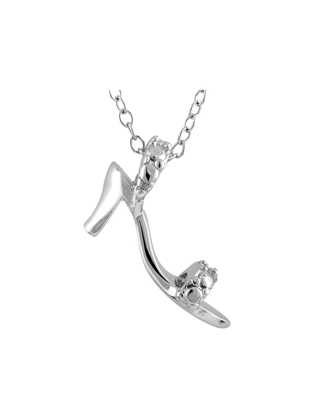 Gem And Harmony Sterling Silver High Heel Shoe Charm Pendant Necklace
