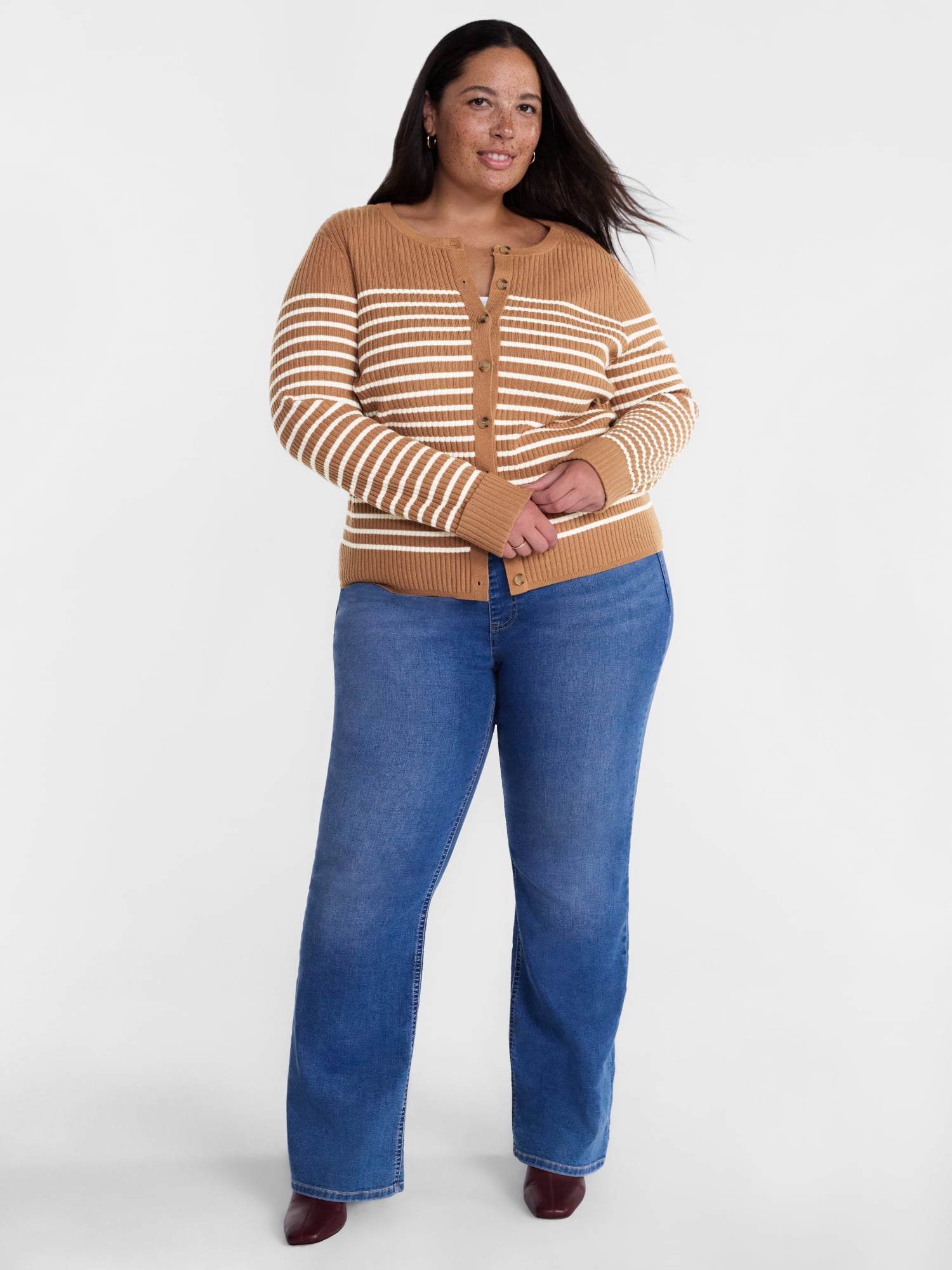 Terra & Sky Women's Plus Cardigan with Long Sleeves, Lightweight, Sizes 0X-5X