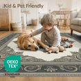 thumbnail image 4 of ODIKA 3'x5' Washable Throw Rug Faded Distressed Transitional Border Interlocking Abstract Vintage Refined for Entryway, Kitchen, Mudroom, Stain Resistant, Low Profile, Non-Slip, 4 of 7