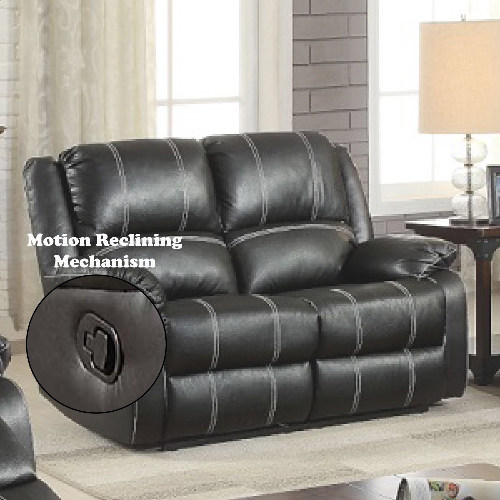 ACME Zuriel Motion Loveseat in Black Synthetic Leather